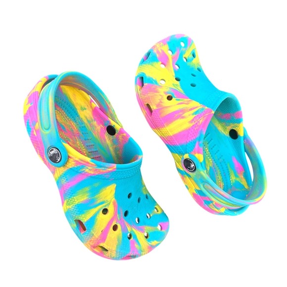 CROCS Other - CROCS KIDS CLASSIC MARBLED TYE DYE CLOGS Size J2 Sandals
